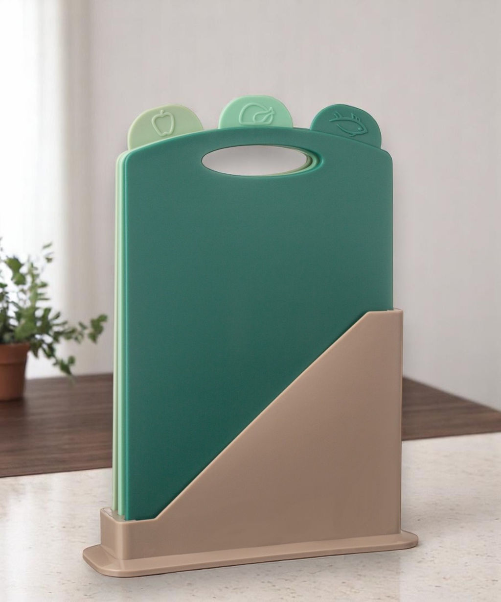 НАБОР РАЗДЕЛОЧНЫХ ДОСОК ИЗ 3 ШТ+ПОДСТАВКА 24*7.8*17CM ЦВЕТ: ЗЕЛЕНЫЙ - Agness фото 9