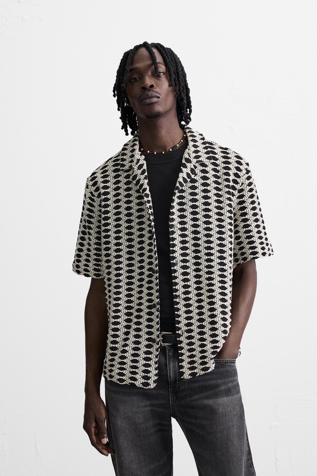 CONTRAST JACQUARD SHIRT - Zara фото 9