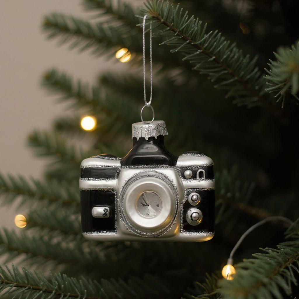 Игрушка елочная, 7х5 см, стекло, черно-белая, Фотоаппарат, New year - Anna lafarg фото 7