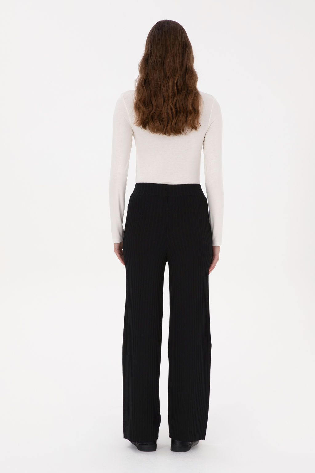KadДn Siyah Loose Fit Triko Pantolon