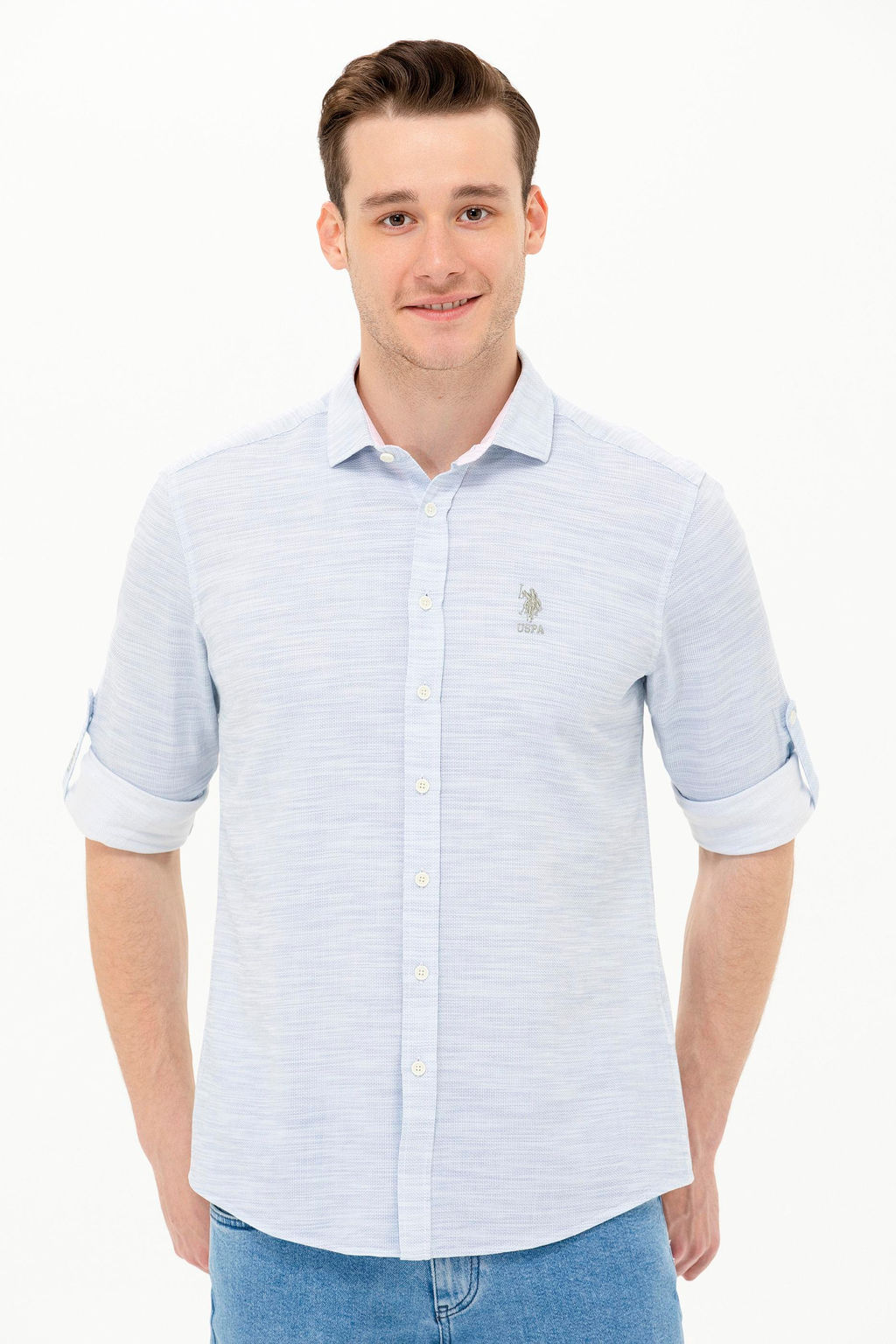 U. S. Polo Assn / Мужская синяя рубашка с длинным рукавом - U.s. polo assn фото 3