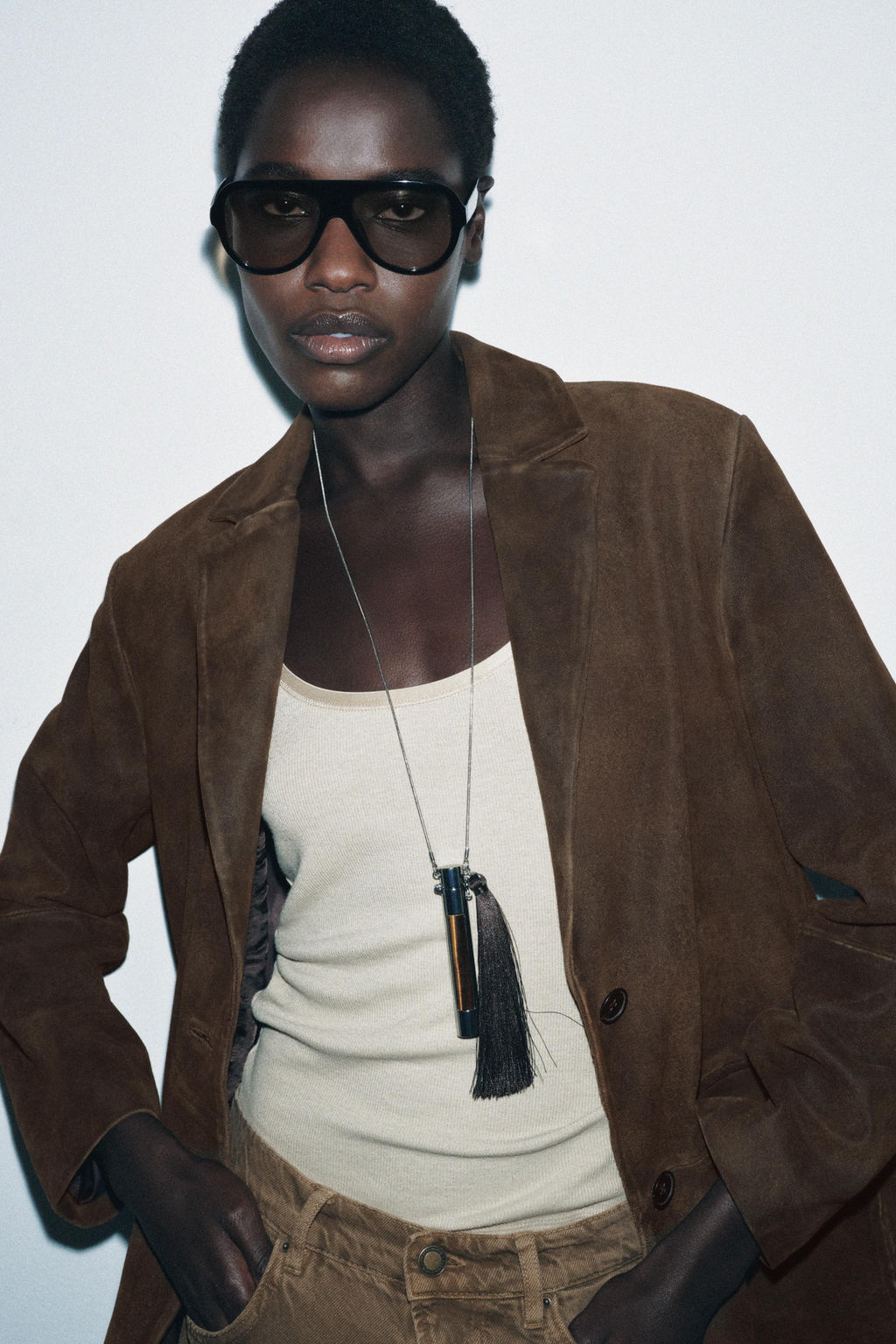 BLAZER PIEL ANTE 100% ZW COLLECTION LIMITED EDITION / Marr?n - Zara фото 2