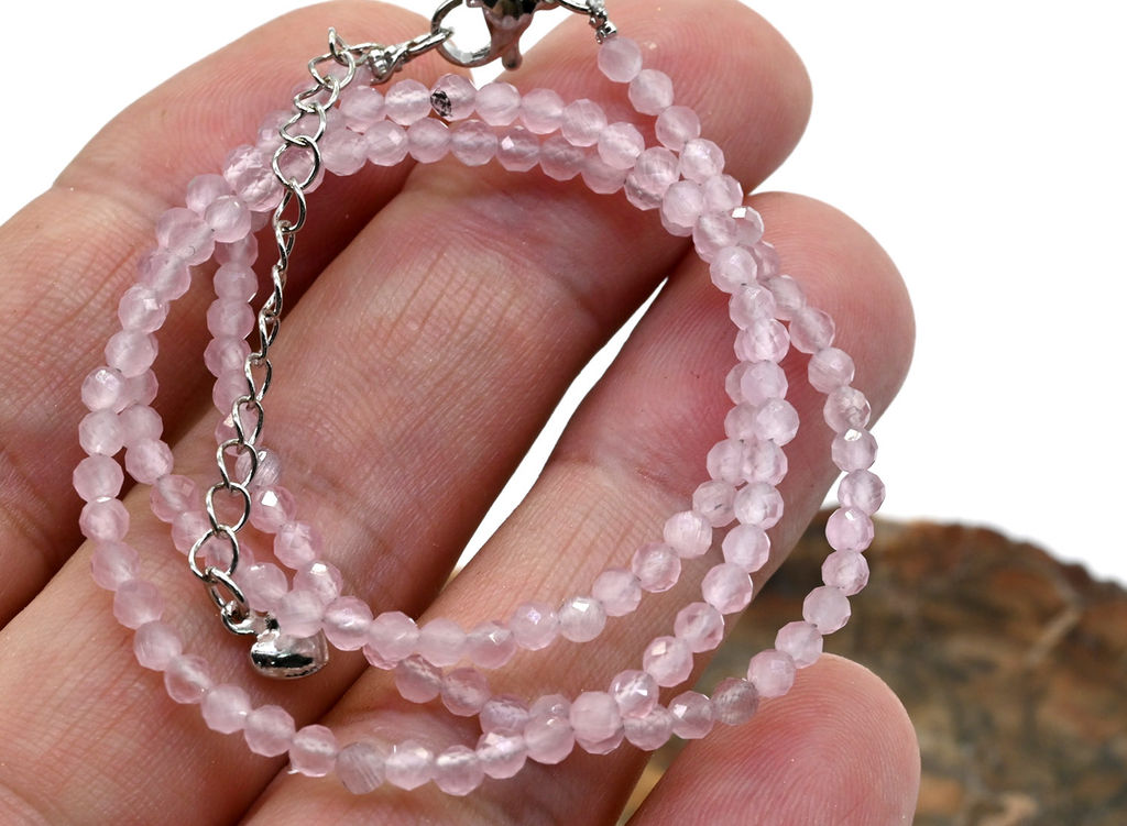 Чокер из улексита с эффектом кошачьего глаза шарик граненый 3мм цвет розовый, 40см Радуга камня