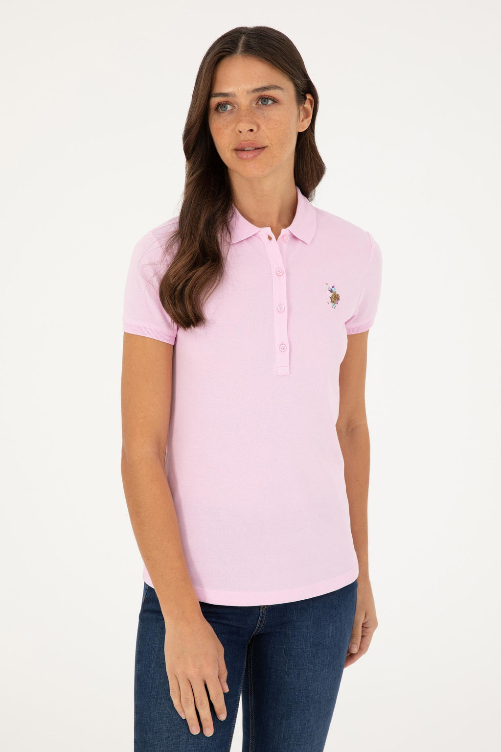 Женская розовая футболка Неожиданная скидка в корзине - U.s. polo assn фото 3