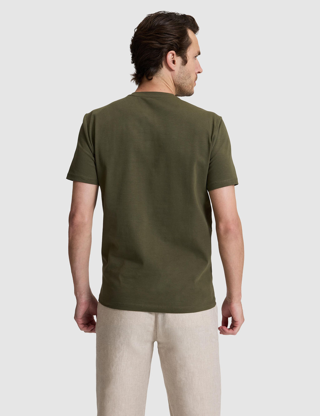 Haki Slim Fit Pamuk Kar___ml_ Bisiklet Yaka Basic T-shirt