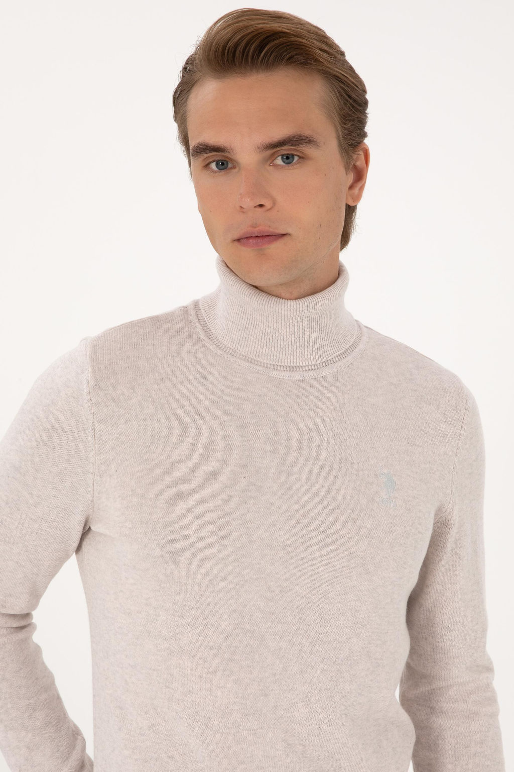 Erkek Slim Fit Bo_azl_ Yaka Ta_ Basic Kazak - U.s. polo assn фото 2