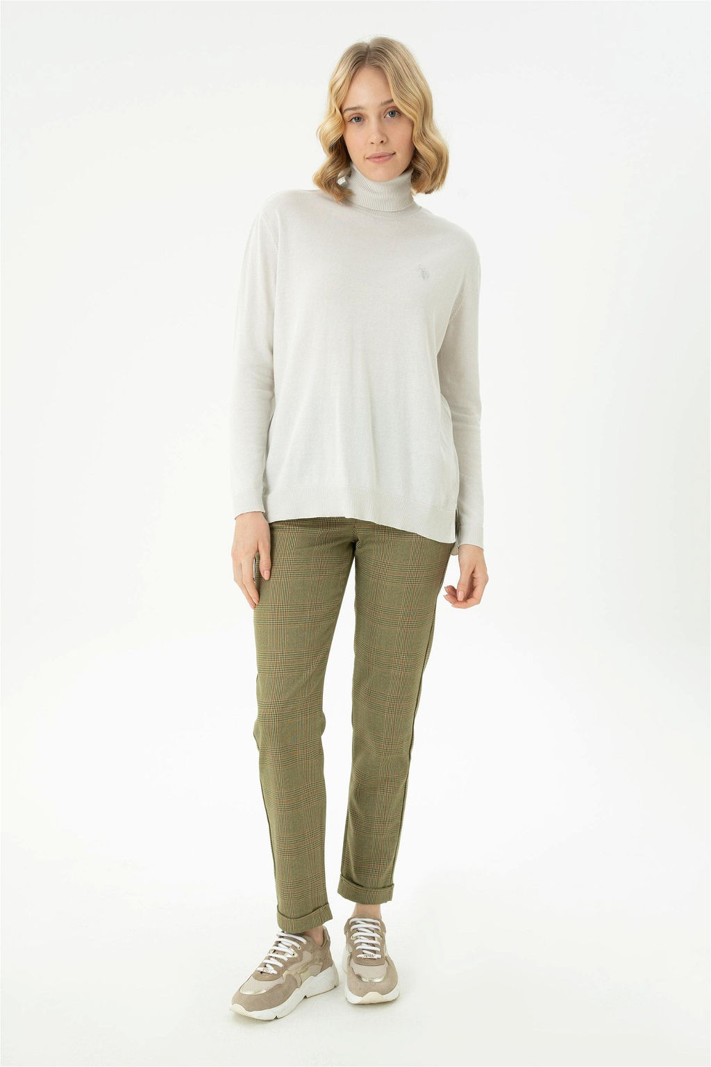 Женские брюки из плотной ткани светло-хаки - U.s. polo assn фото 8