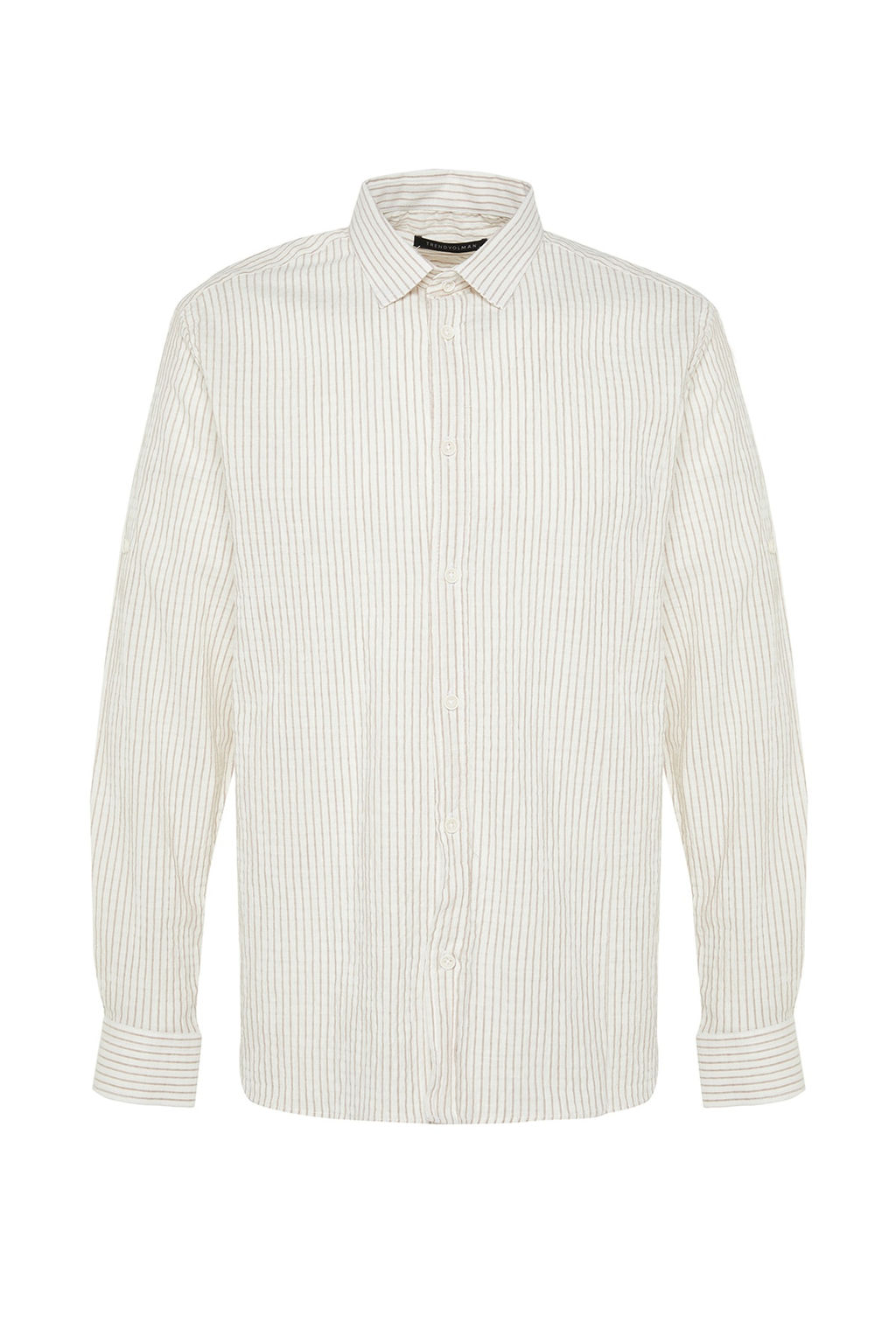 Camel Regular Fit Keten Kar?s?ml? Cizgili Gomlek TMNSS23GO00134