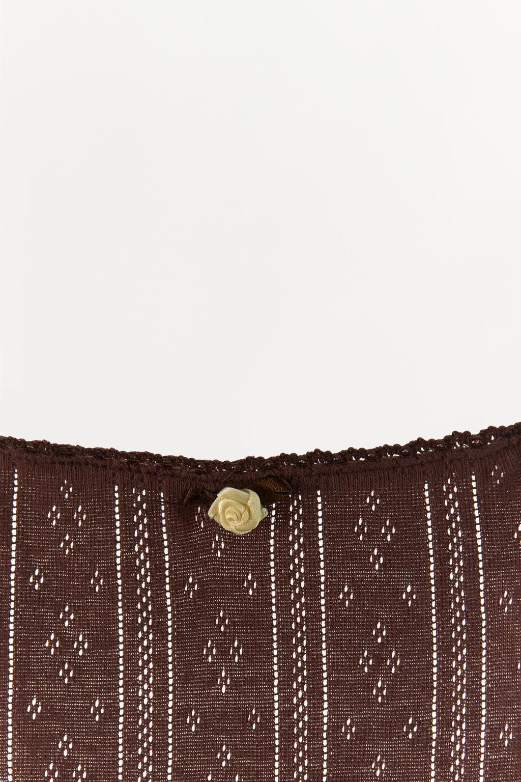 POINTELLE TOP WITH LACE TRIMS - Zara фото 4