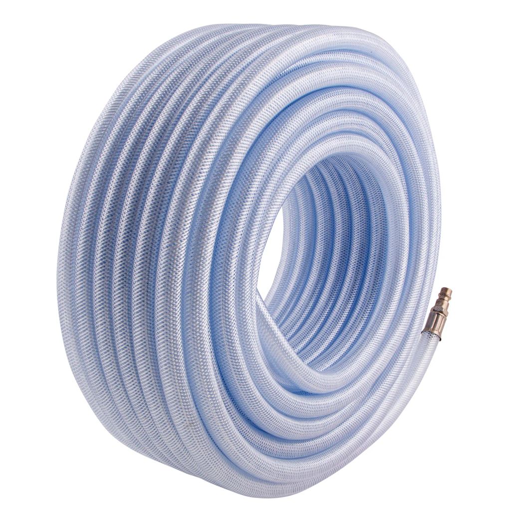 Шланг пневматический ПВХ, 10x16мм, 18 бар, армированный, прозрач., быстросъем, 30м// Stels