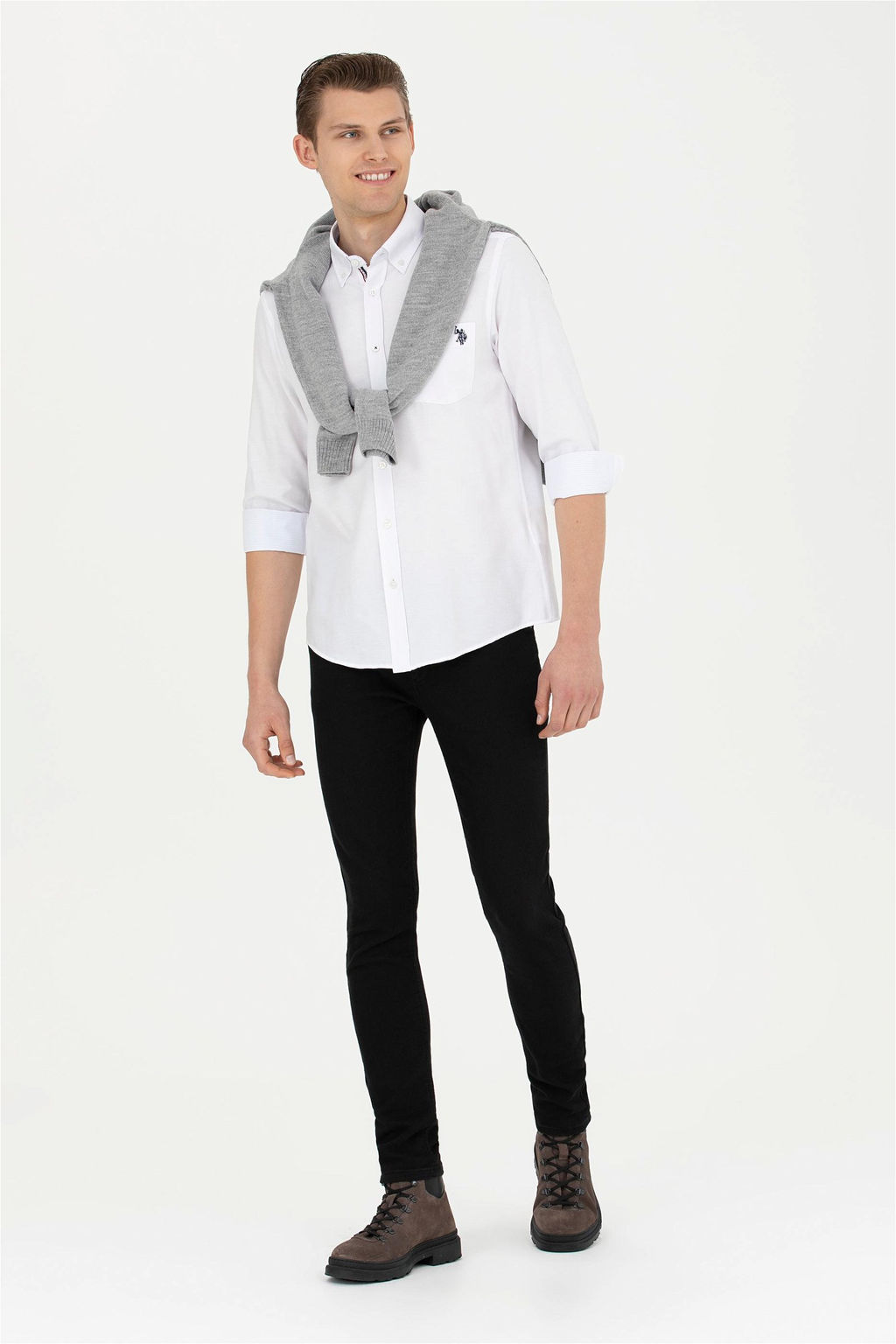 Мужская белая рубашка с длинным рукавом - U.s. polo assn фото 11