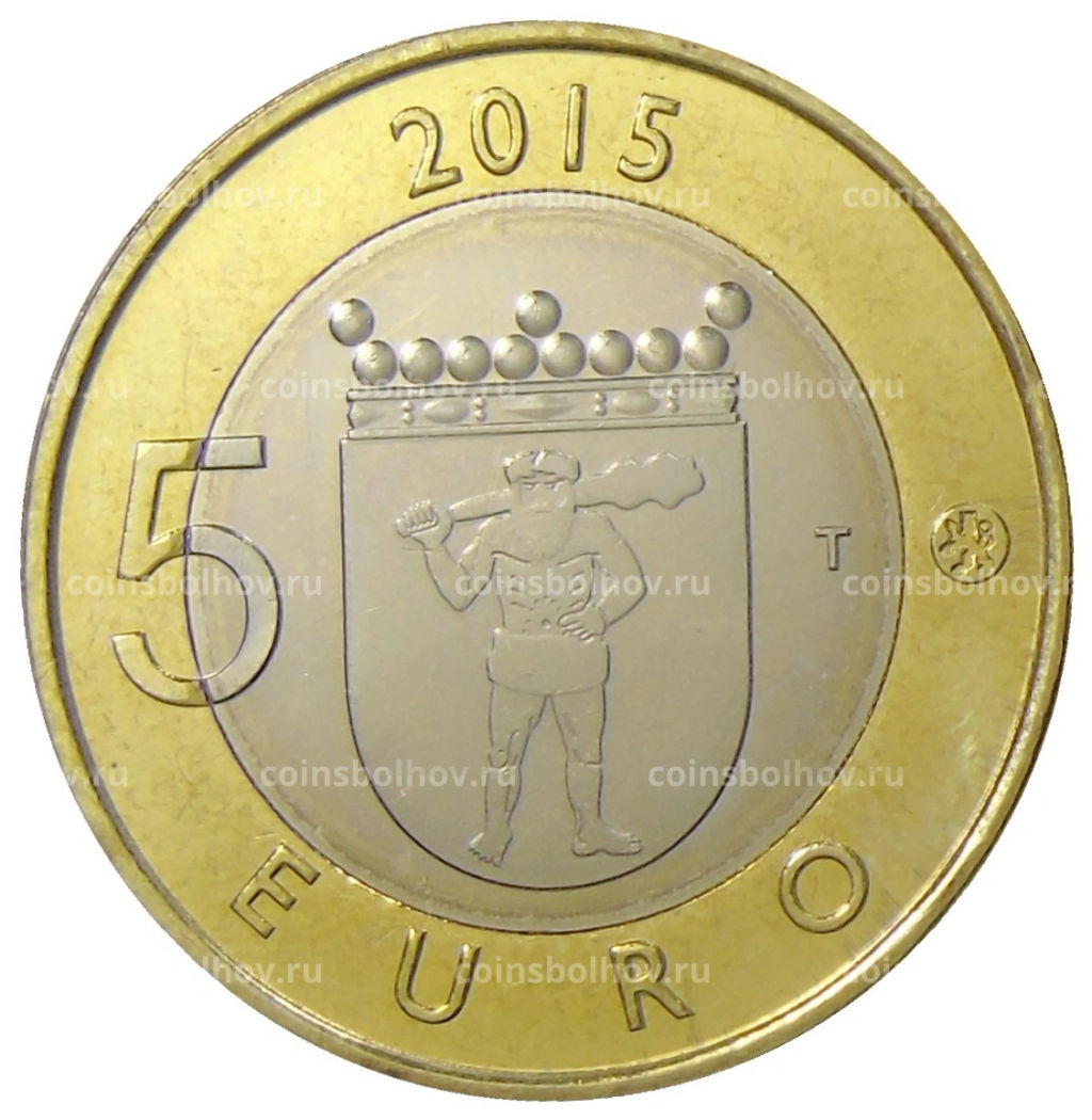 Монета 5 евро 2015 года Финляндия Исторические регионы Финляндии. Животные  Лапландия