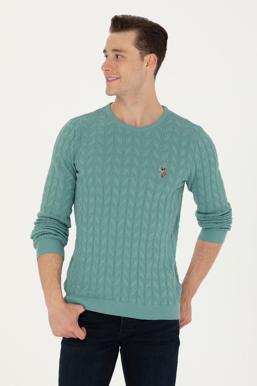 Мужской мятный базовый свитер Неожиданная скидка в корзине - U.s. polo assn фото 10