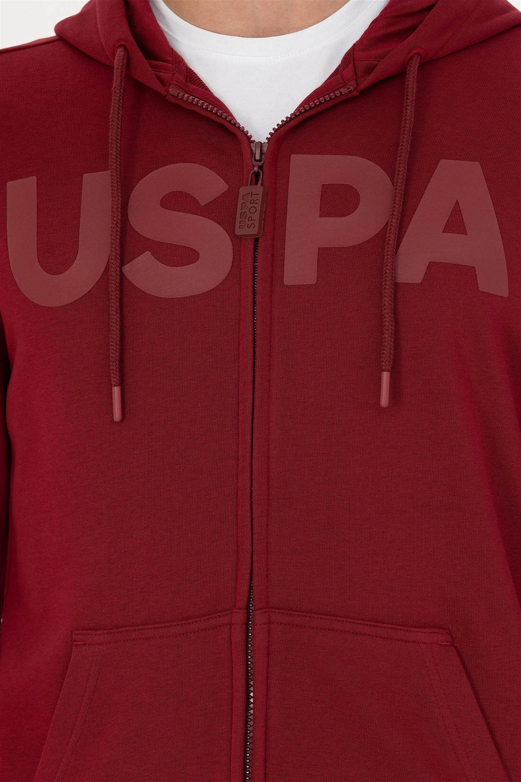 U. S. Polo Assn Мужской бордовый вязаный кардиган с капюшоном - U.s. polo assn фото 7