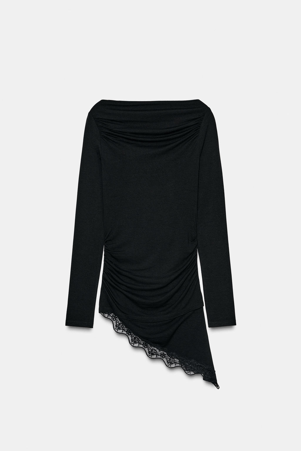 ASYMMETRIC HEM LACE T-SHIRT - Zara фото 7