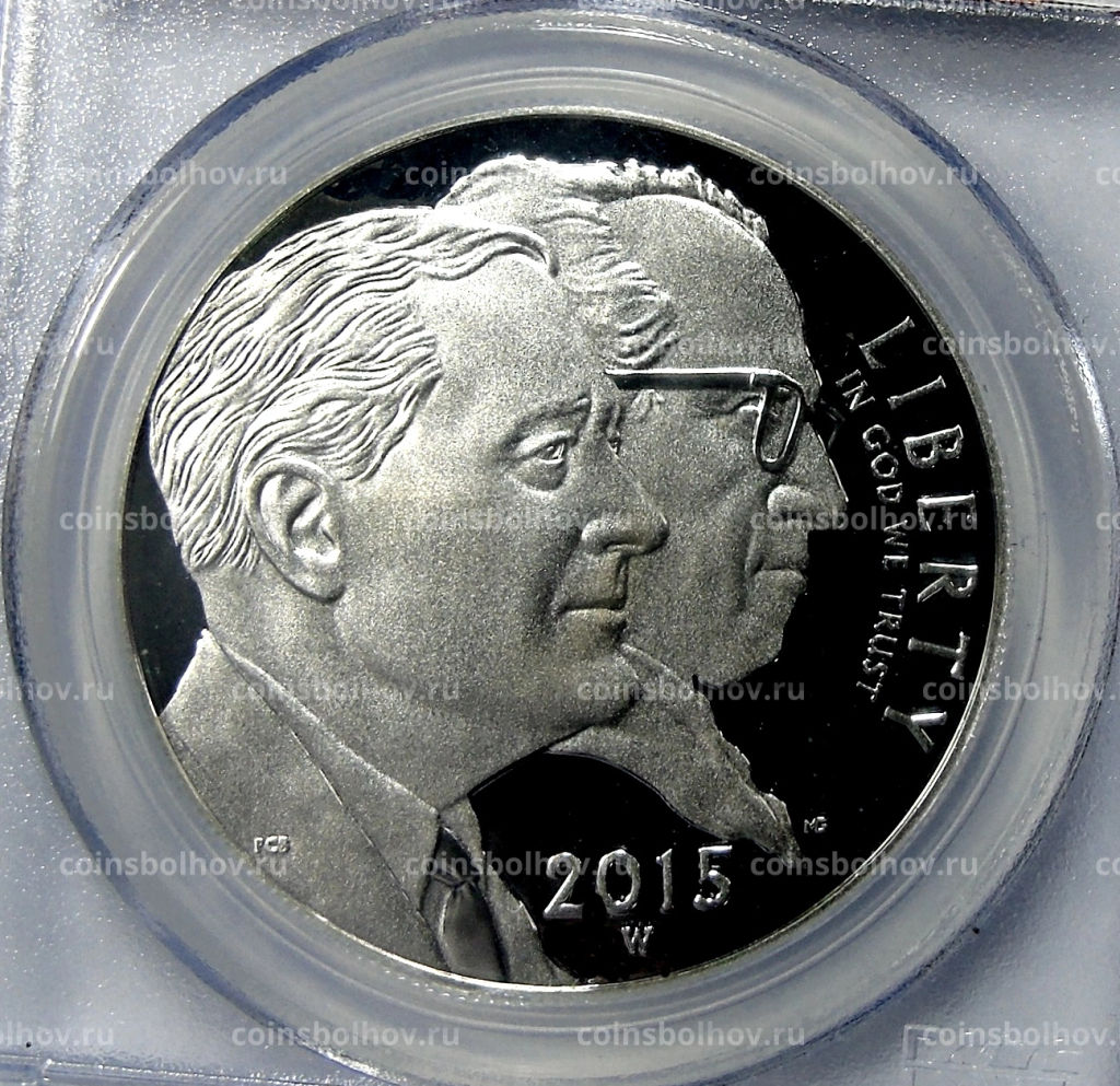 Монета 1 доллар 2015 года W США 75 лет фонду March of Dimes (в слабе PCGS PR70DCAM)
