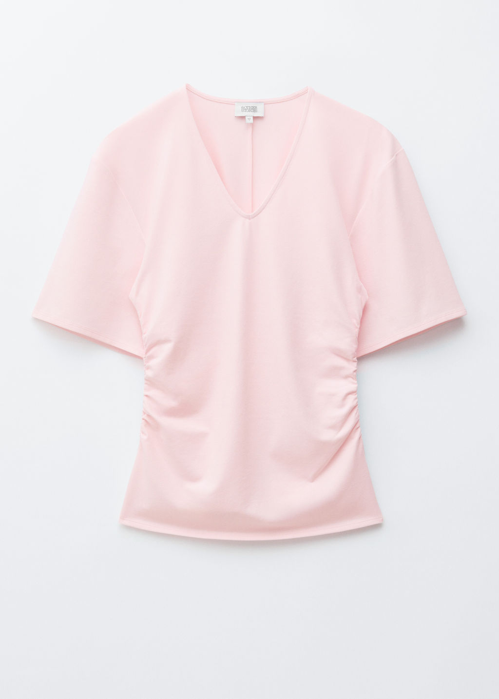 Camiseta fruncida de cuello en pico - H&m фото 2