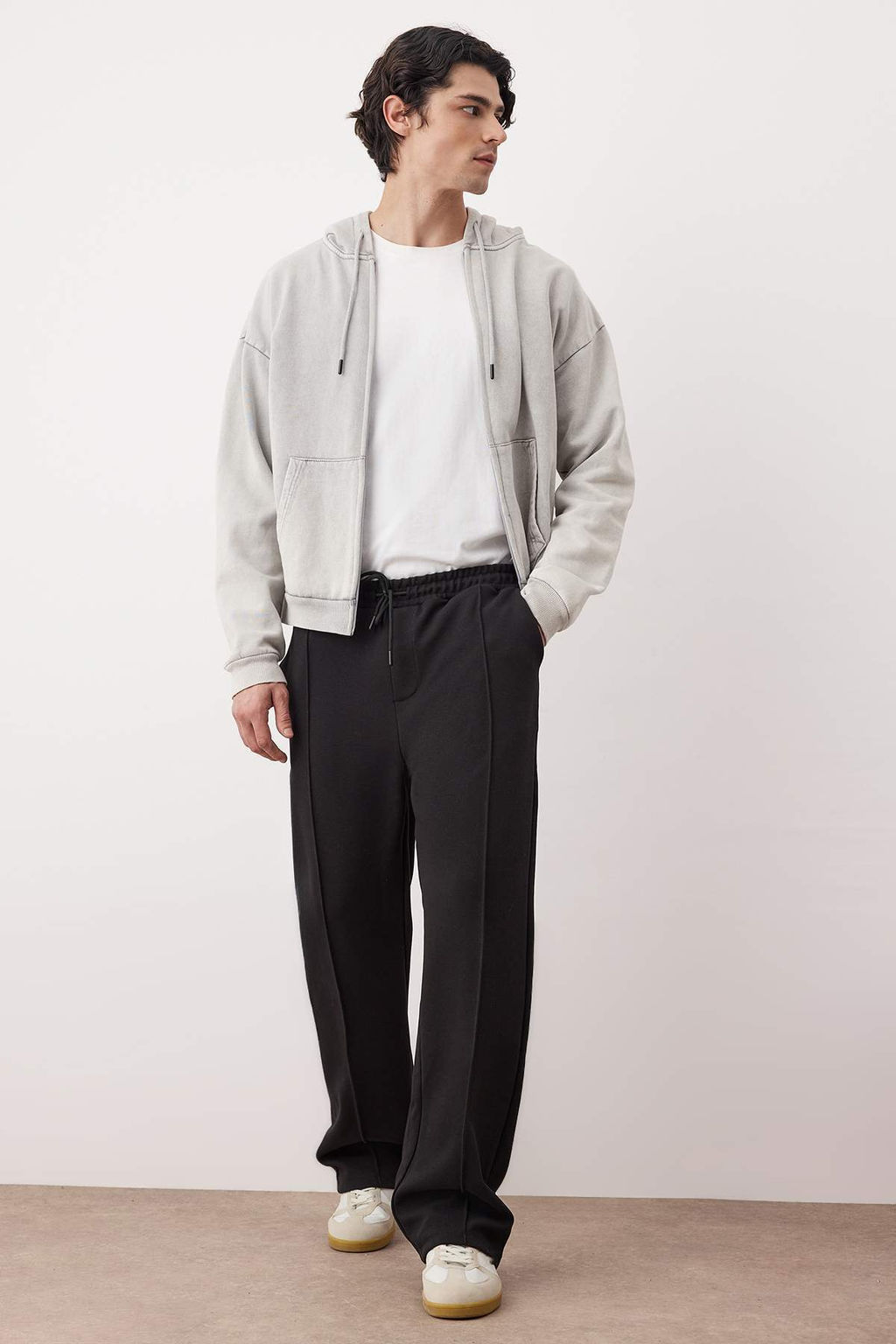 Siyah Straight Kal?p Genis Paca Interlok Rahat Pamuklu Pantolon TMNAW26PL00002 - Trendyolmilla фото 2