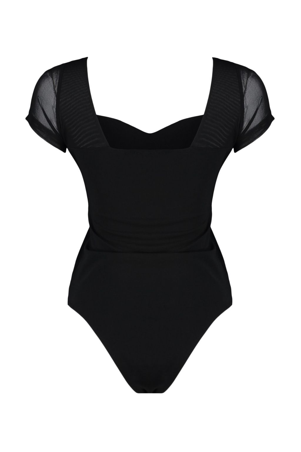 Siyah Fitted/Vucuda Oturan Tul Detayl? Krep Esnek Orme Body TWOSS23BD00072