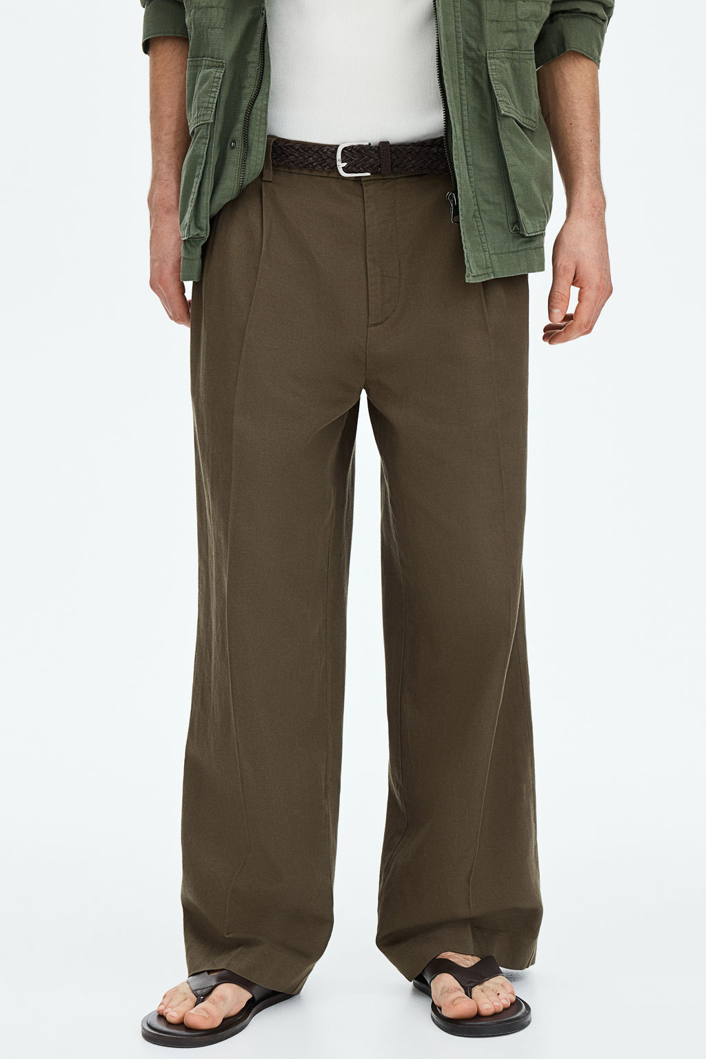 Pantal?n en mezcla de lino Loose Fit - H&m фото 8