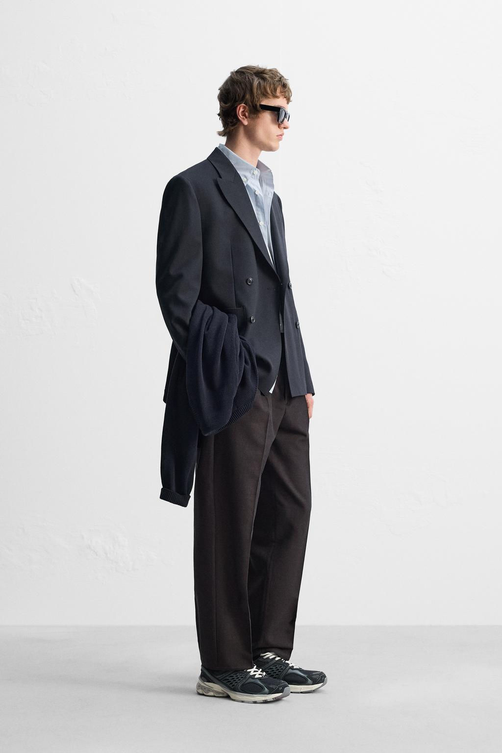 COTTON/WOOL PLEATED TROUSERS - Zara фото 14