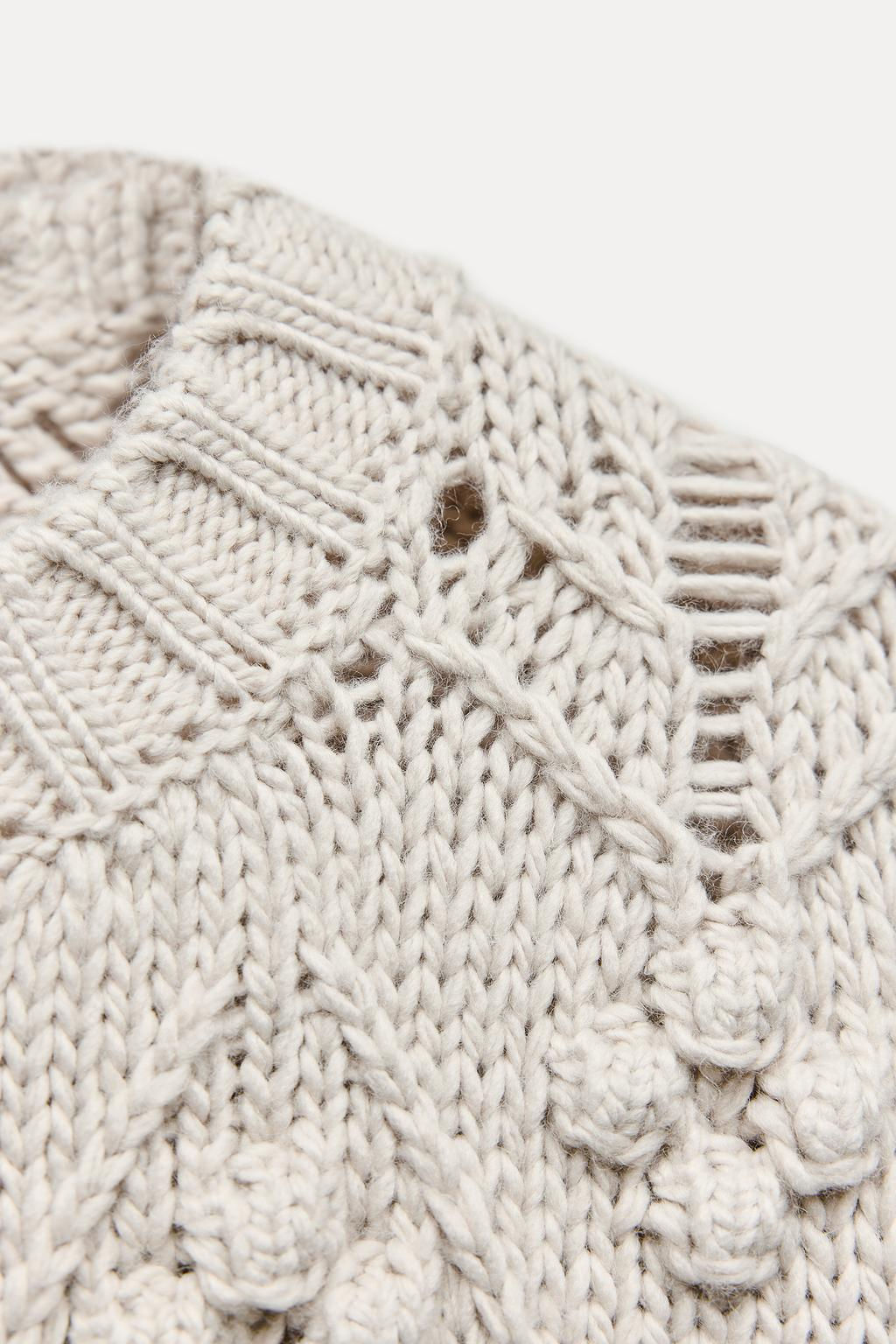 CABLE-KNIT SWEATER WITH POMPOMS - Zara фото 5
