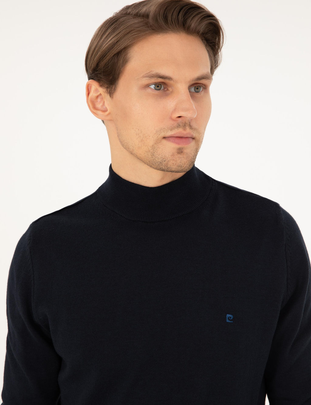 Lacivert Slim Fit Yar_m Bal_k__ Yaka Basic Triko Kazak - Pierre cardin фото 2
