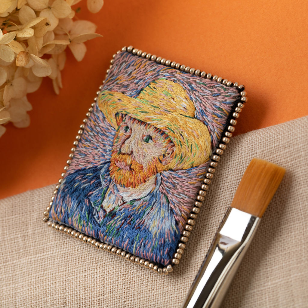 Набор для вышивания PANNA Живая картина MET-JK-2260 Брошь. Автопортрет в соломенной шляпе 5 х 6 см