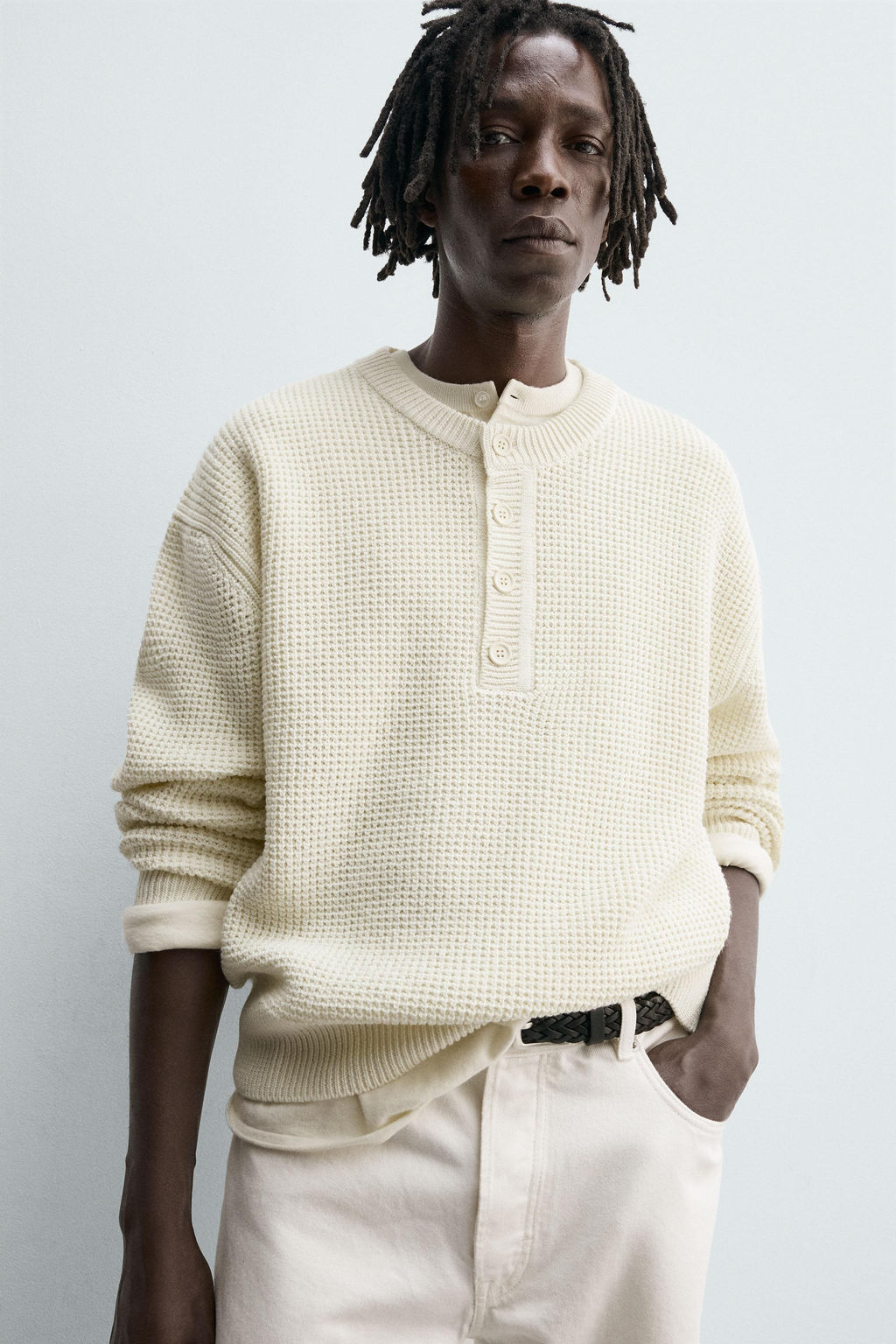 RELAXED FIT BUTTON-NECK SWEATER - Zara фото 5
