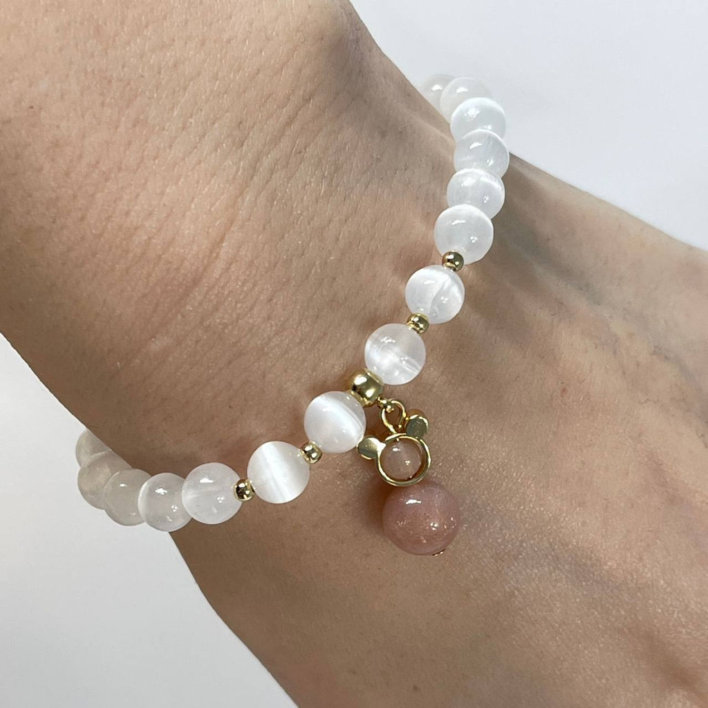 Браслет с подвеской из Селенита и Лунного камня 16 см - Радуга самоцветов фото 4
