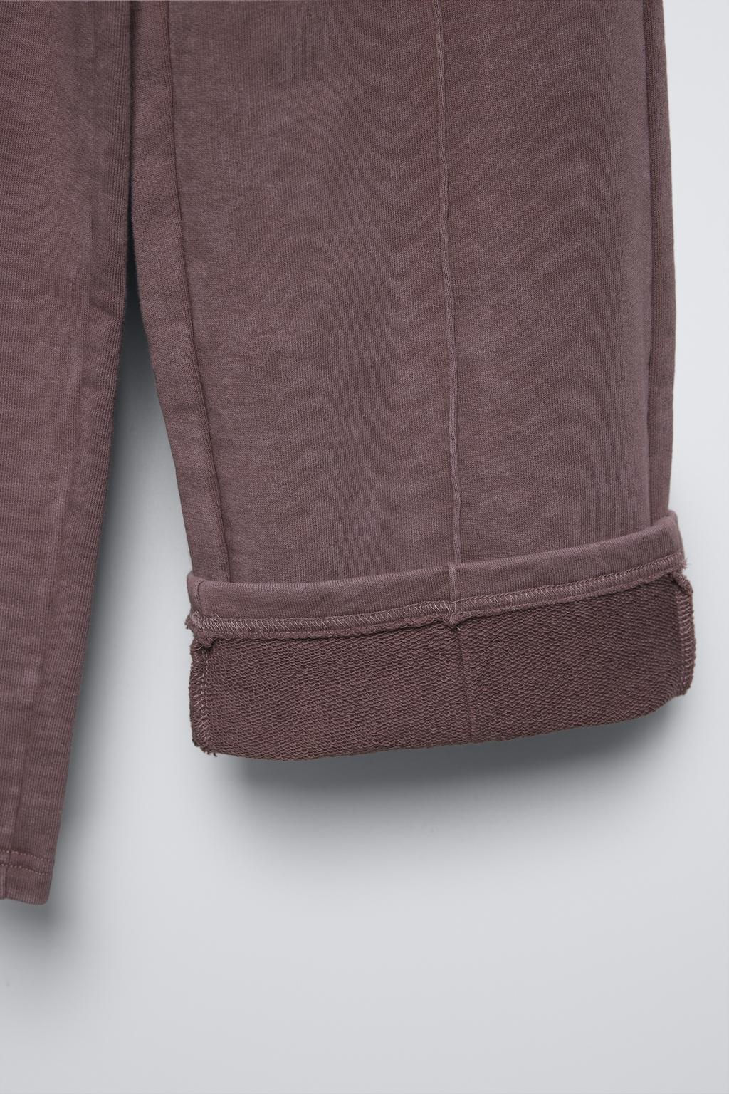 WASHED-EFFECT WIDE-LEG PLUSH TROUSERS - Zara фото 8