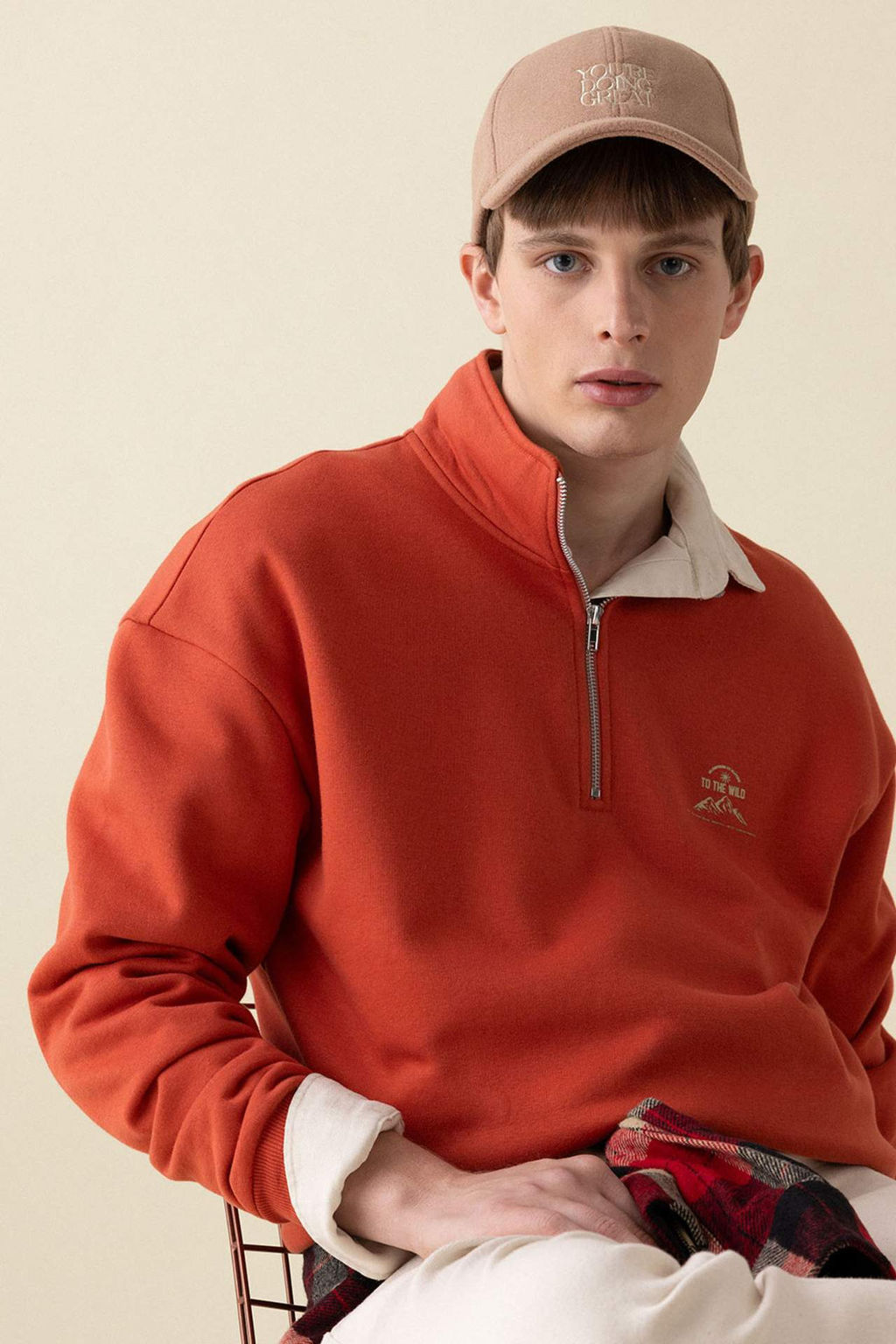 Comfort Regular Fit Rahat Kal?p Fermuarl? Dik Yaka Bask?l? Sweatshirt - Defacto фото 6