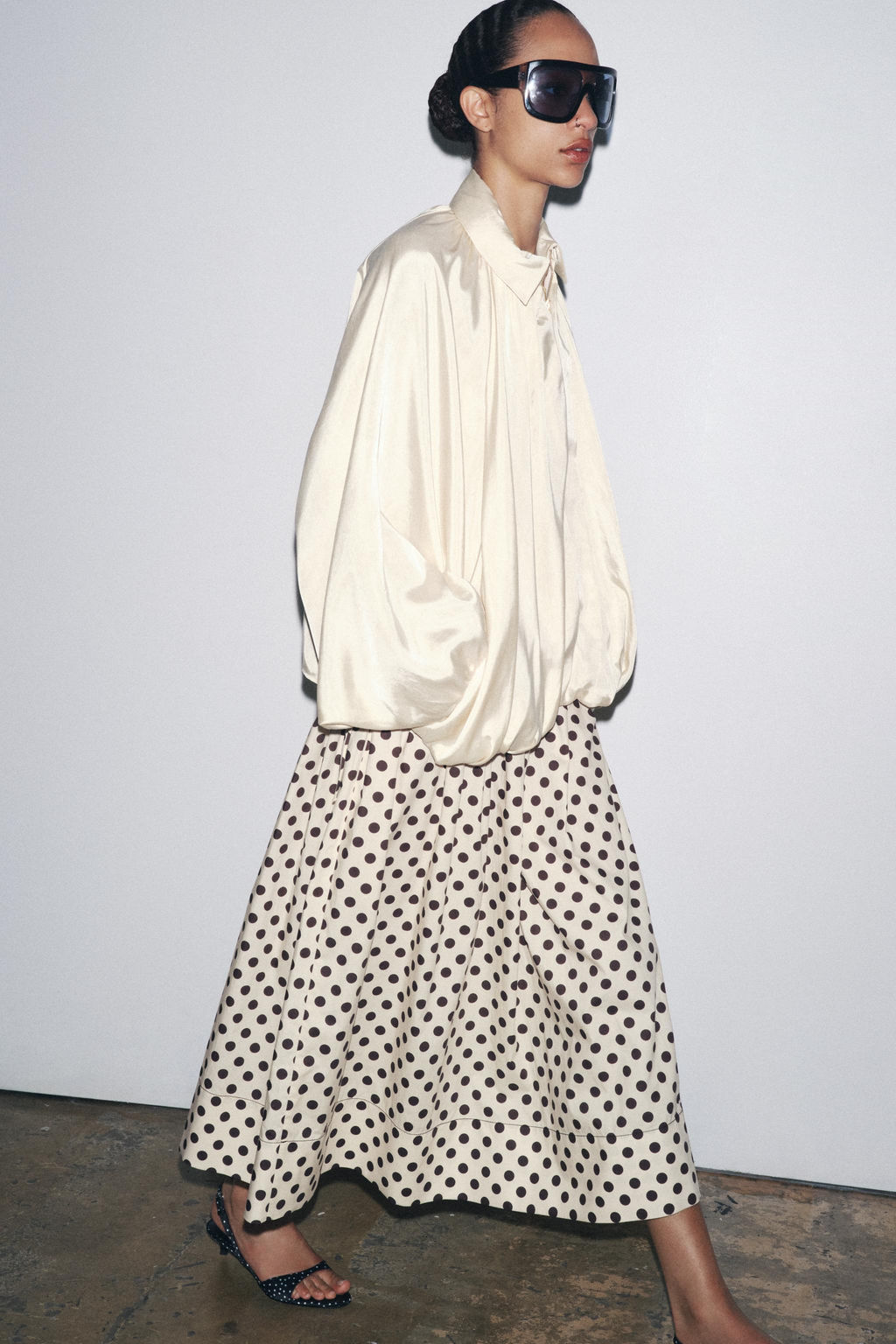 ZW COLLECTION POLKA DOT MIDI SKIRT - Zara фото 3