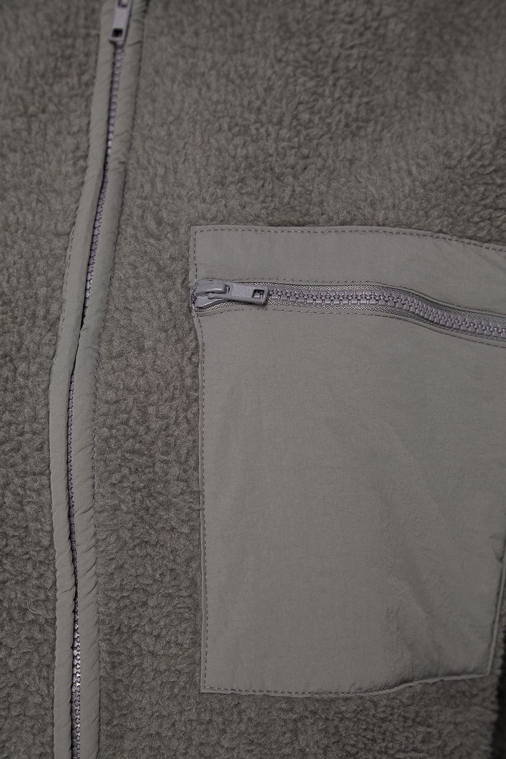 Winter Essentials Antrasit Kal?n Polar Fermuarl? Dik Yaka Cepli Orme Sweatshirt TWOAW24SW00071