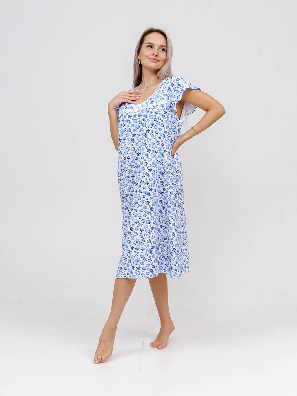 Ночная сорочка женская, цвет синий - Текс-плюс фото 3