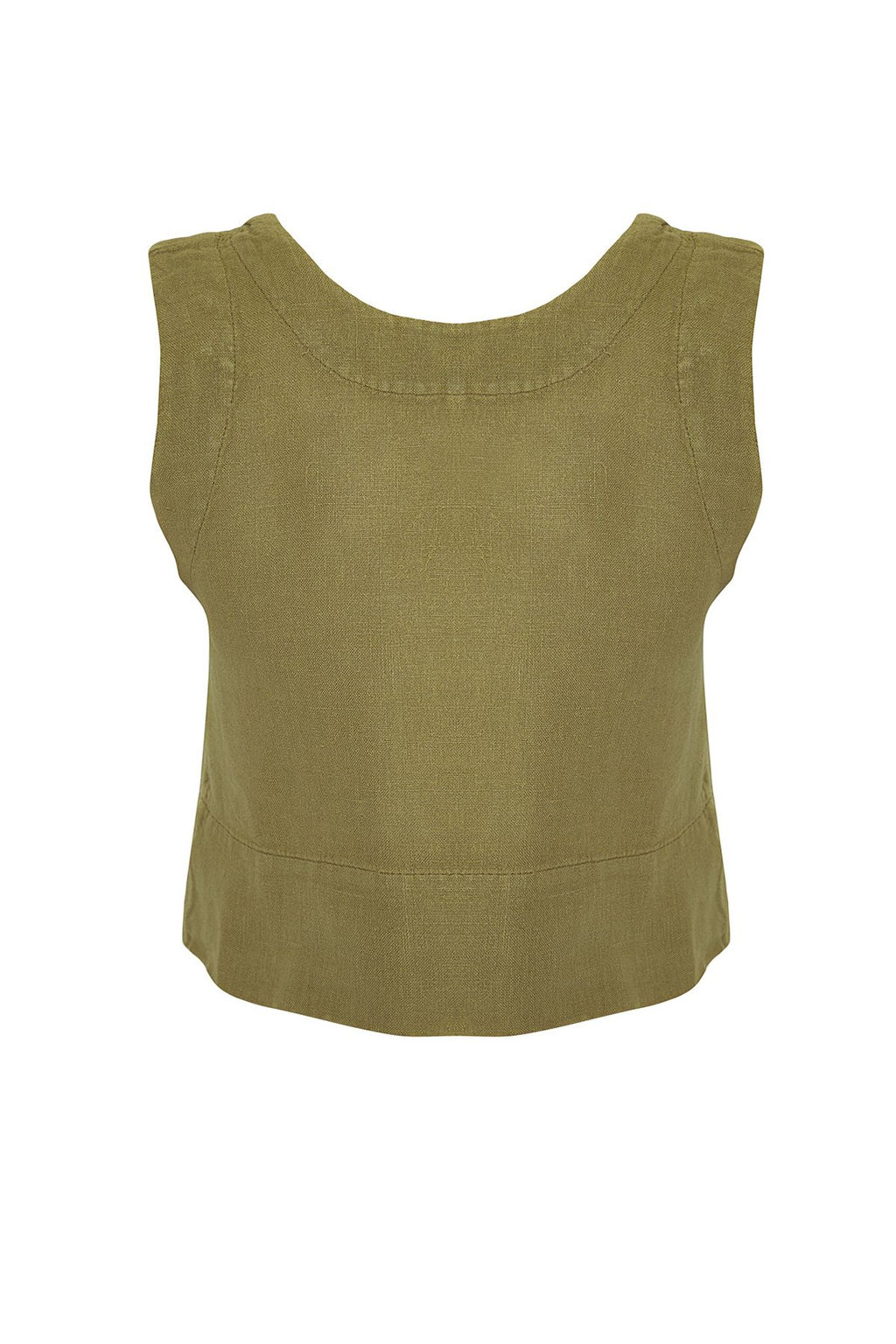 Trendyolmilla Haki %100 Keten Baglama Detayl? Bluz TWOSS25BZ00472