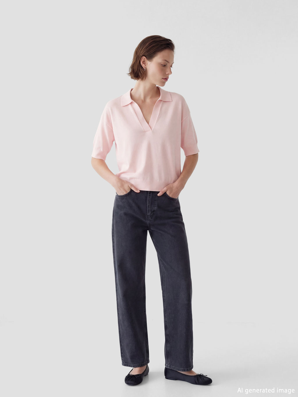 Polo Yaka Oversize Kad?n Triko Kazak