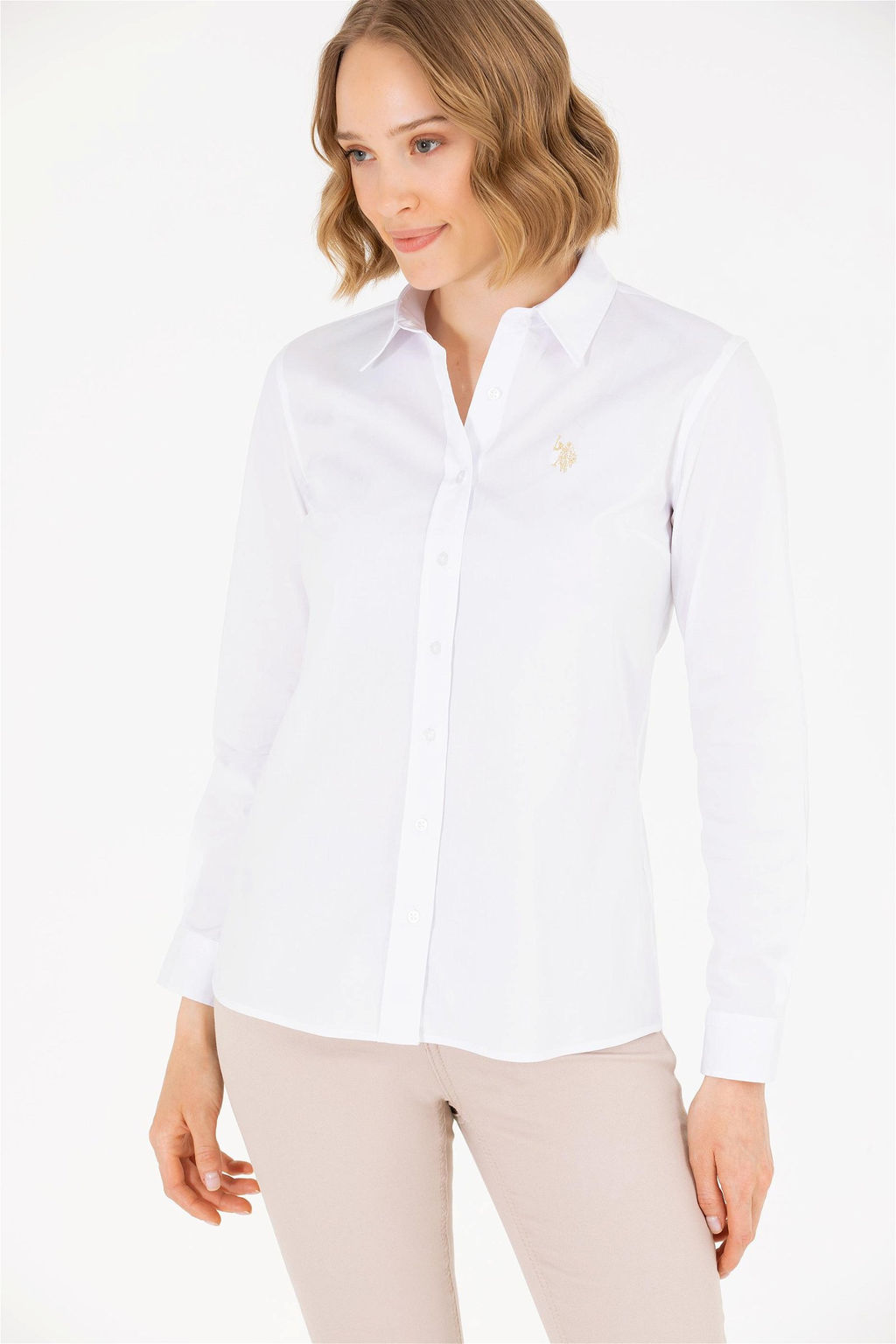 U. S. Polo Assn Женская белая базовая рубашка с длинным рукавом - U.s. polo assn фото 11