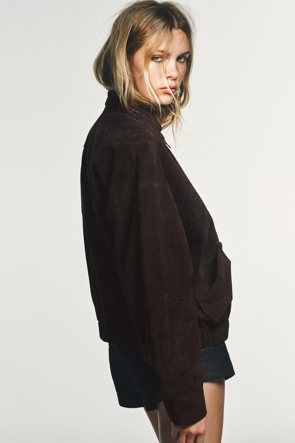100% SUEDE BOMBER JACKET - Zara фото 5