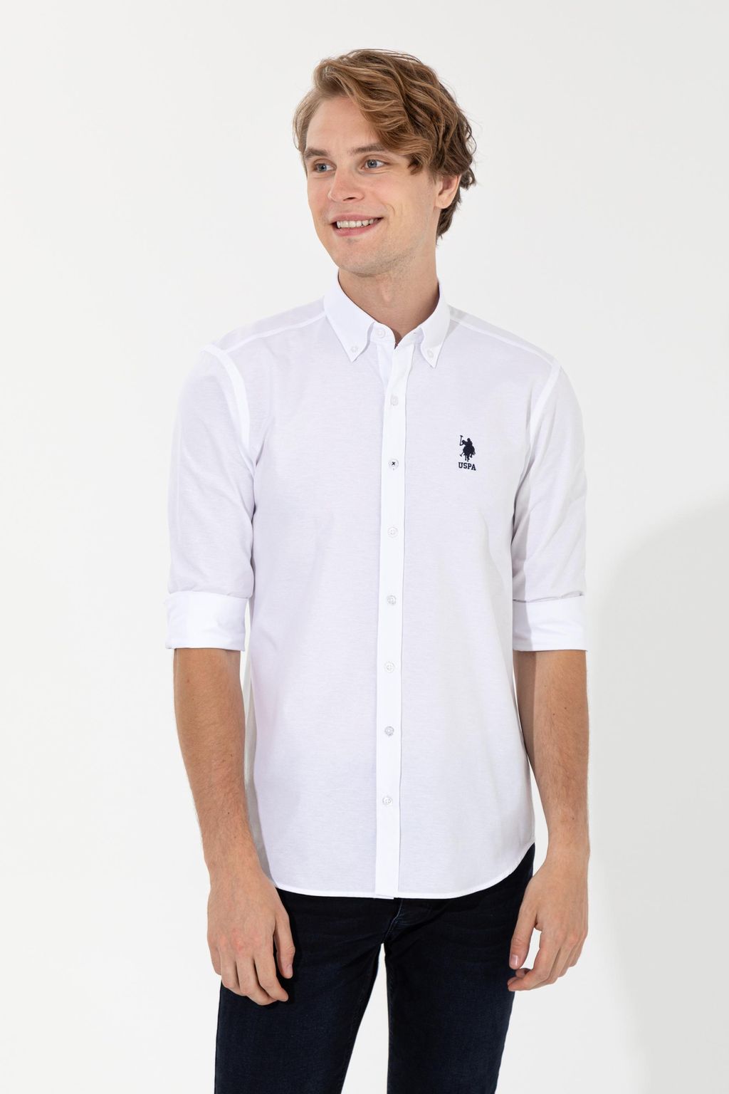 U. S. Polo Assn / Рубашка мужская белая Uzunkol Basic - U.s. polo assn фото 4
