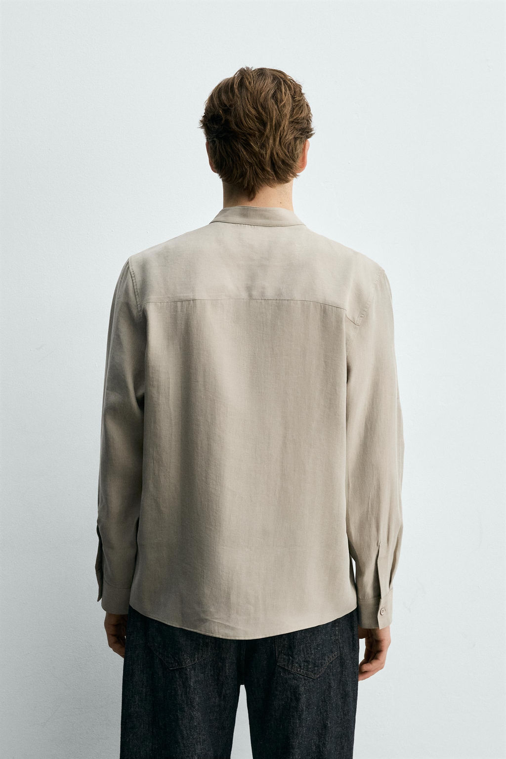 CAMISA FLUIDA CUELLO TIRA / Piedra - Zara фото 3