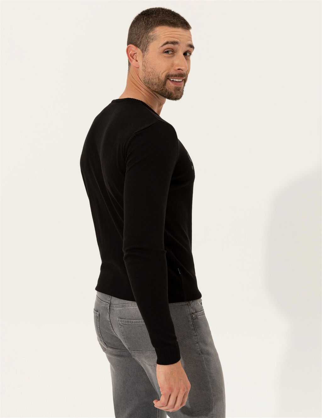 Siyah Slim Fit Bisiklet Yaka Triko Kazak - Pierre cardin фото 5