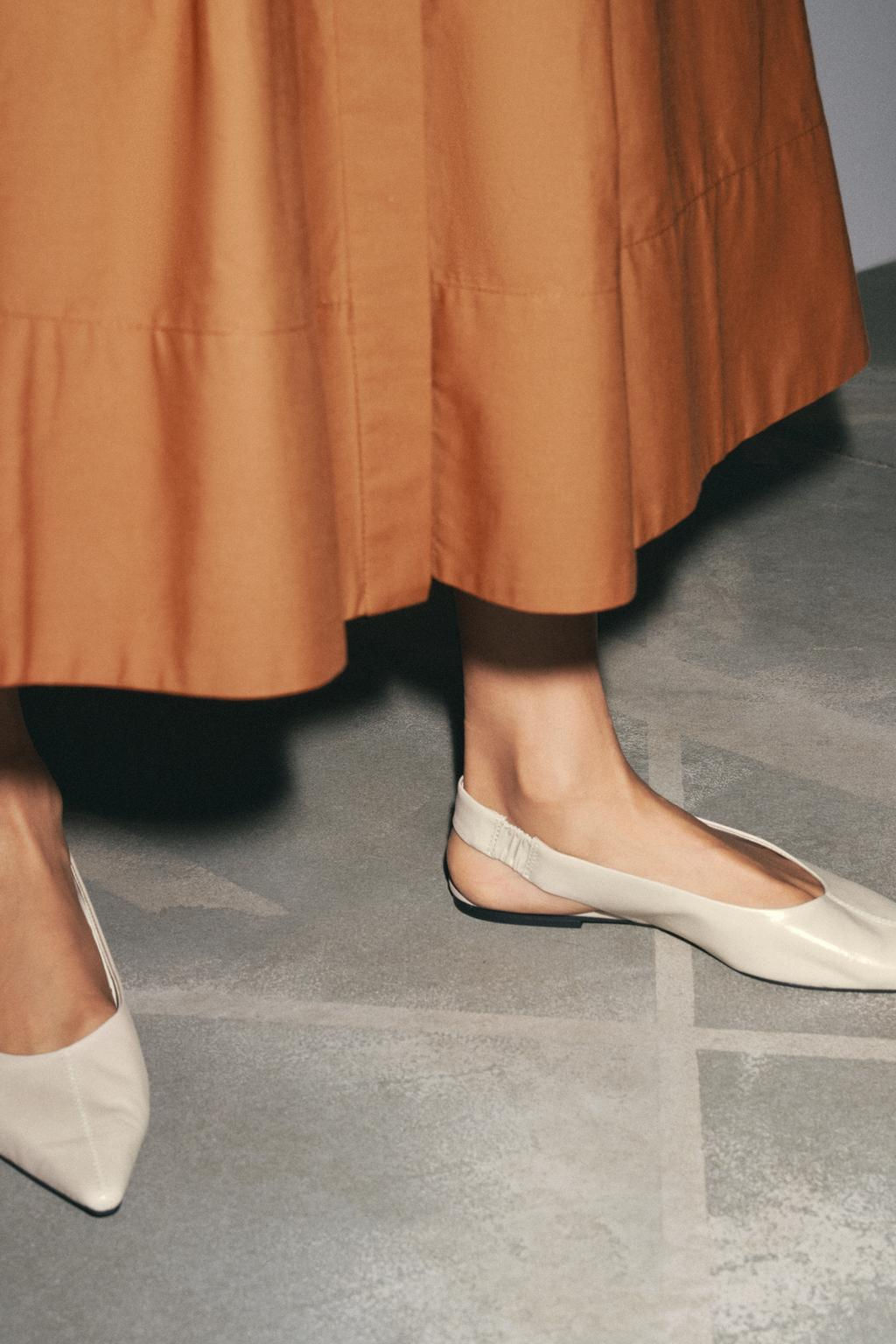LEATHER SLINGBACK BALLERINA - Zara фото 7