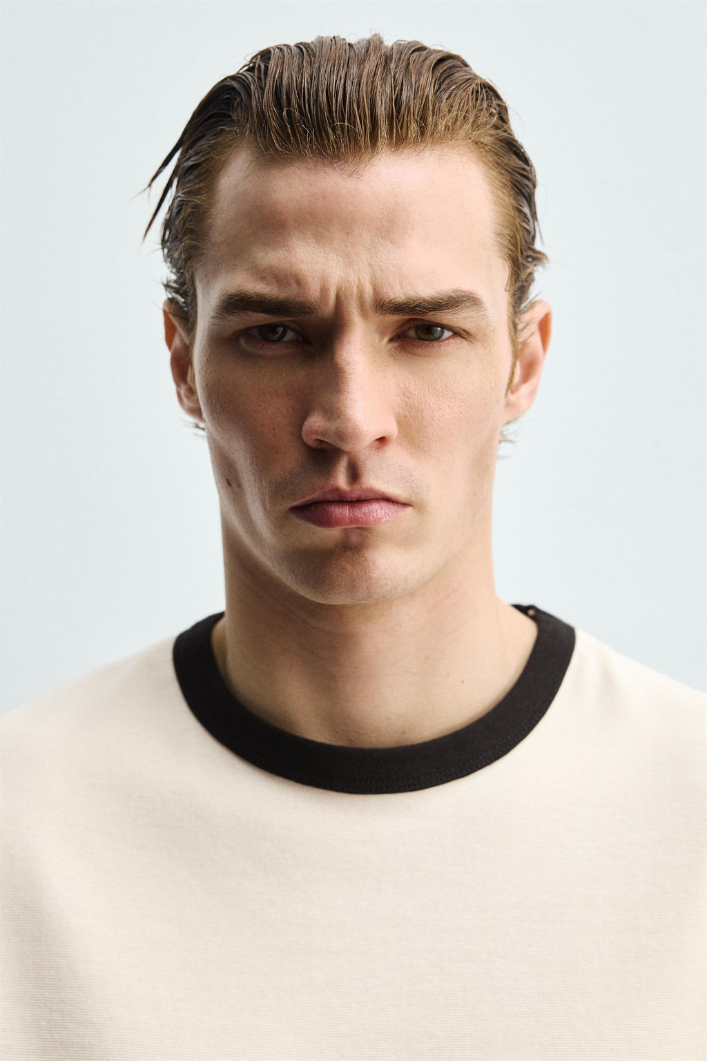 BASIC RIBBED CONTRAST T-SHIRT - Zara фото 5