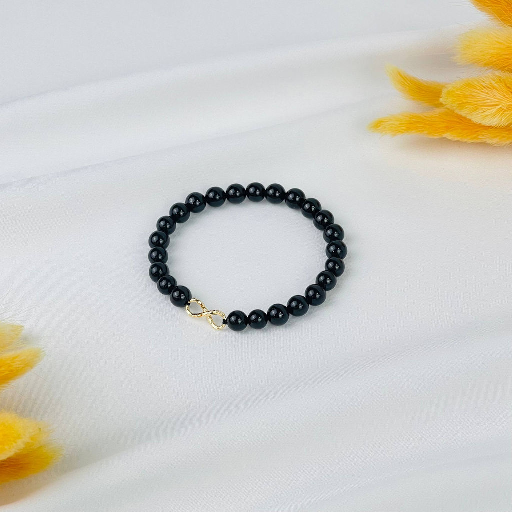 Браслет из черного Турмалина (Шерл) со вставкой 16 см