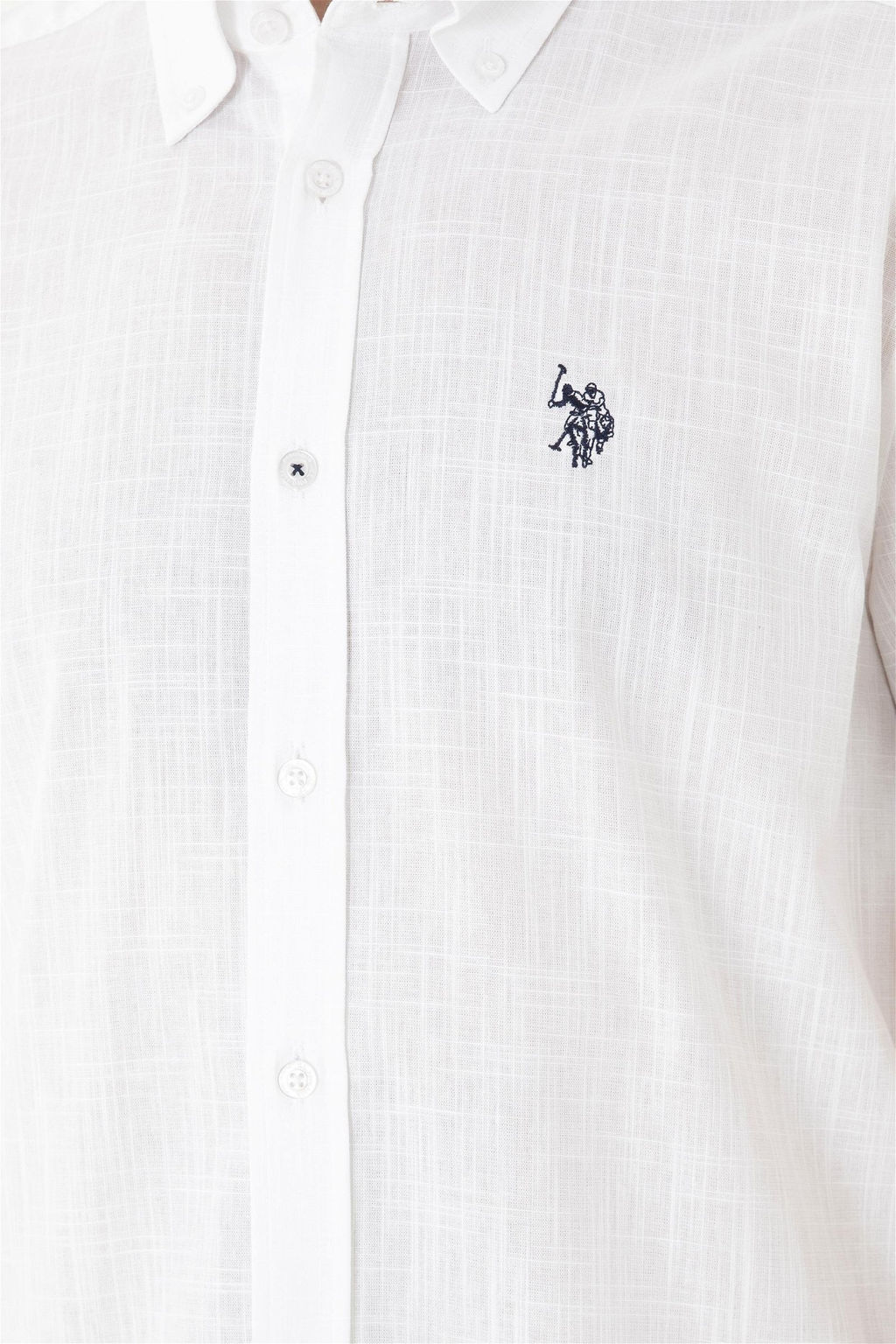 Рубашка мужская U.S. Polo Assn с коротким рукавом белая хлопок  фото 7