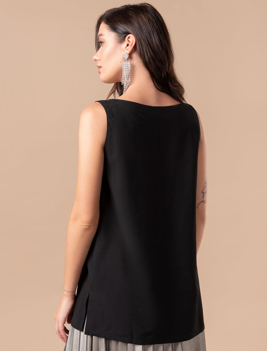 VILATTE / Топ с вставкой из пайеток из вискозы с лайоселлом  фото 6