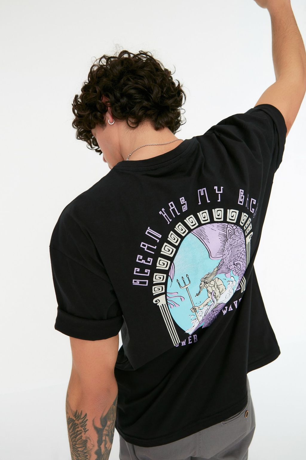 TRENDYOL MAN Lacivert Oversize/Genis Kesim K?sa Kollu Sanat Bask?l? 100% Pamuklu T-Shirt TMNSS21TS3559 - Trendyolmilla фото 14