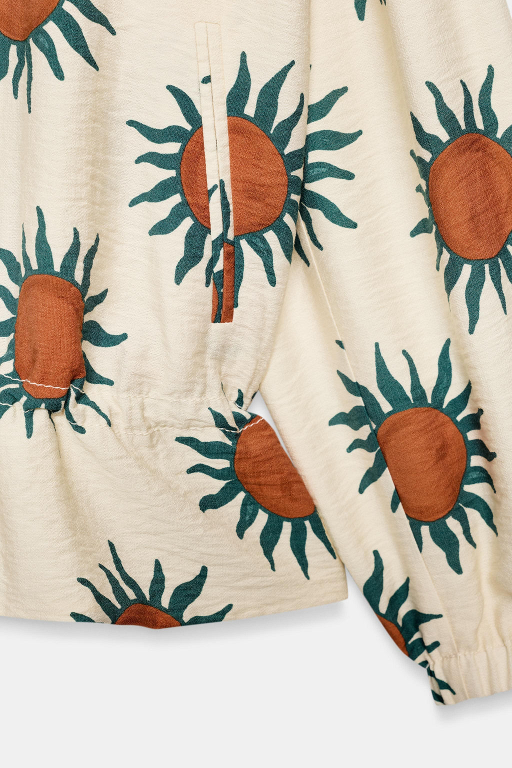 CHAQUETA BOMBER ESTAMPADA / Crudo / Verde - Zara фото 4