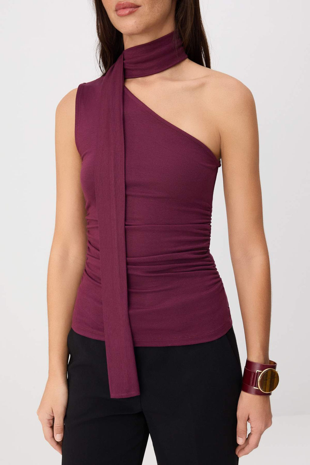 Haki Fitted/Vucuda Oturan Asimetrik Yaka Baglama Detayl? Yumusak Orme Bluz TWOSS26BZ00480 - Trendyolmilla фото 11
